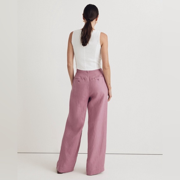 The Harlow Wide-Leg Pant in 100% Linen, Shaded Pink - Picture 2 of 5